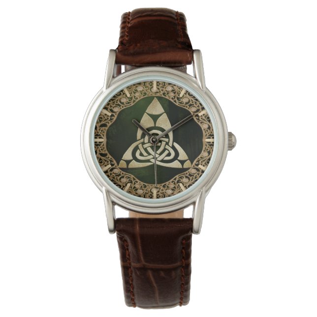 Celtic Trinity Knot op Forest Shadows Horloge (Voorkant)
