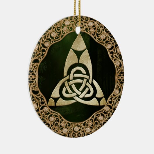 Celtic Trinity Knot op Forest Shadows Keramisch Ornament (Rechts)
