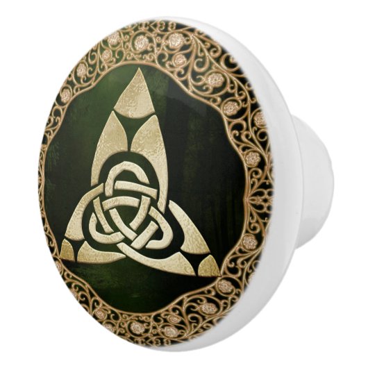 Celtic Trinity Knot op Forest Shadows Keramische Knop (Rechts)