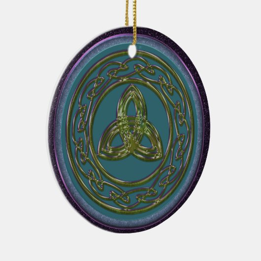 Celtic Trinity Knot Ornament in Blue, Green Paars (Rechts)