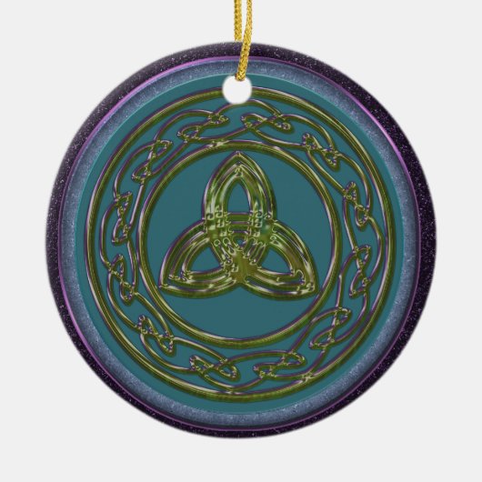 Celtic Trinity Knot Ornament in Blue, Green Paars (Voorkant)