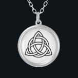 Celtic Trinity Knot Triquetra-symbool Zilver Vergulden Ketting<br><div class="desc">Ook gekend als Triquetra,  wordt de boomknoop algemeen geassocieerd met aarde,  vuur,  en lucht. Het vertegenwoordigt de geest,  het lichaam,  en de ziel.</div>