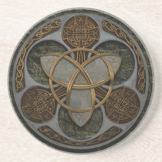 Celtic Trinity Shield Zandsteen Onderzetter (Voorkant)