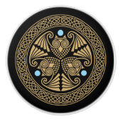 Celtic Triple Owls Keramische Knop (Voorkant)