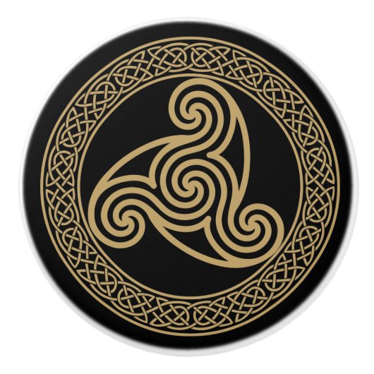 Celtic Triple Spiral Keramische Knop (Voorkant)