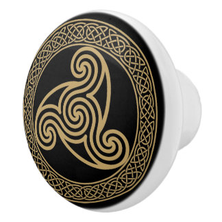 Celtic Triple Spiral Keramische Knop