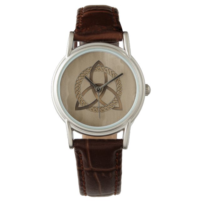 Celtic Triquetra Drievuldigheidsknoop Dames Horlog Horloge (Voorkant)