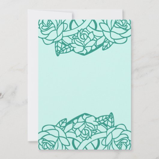 Celtic Triquetra Heart Knot Flora Blauwgroen Handf Kaart (Achterkant)