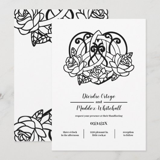 Celtic Triquetra Heart Knot Floral Handfasting Kaart (Voorkant / Achterkant)