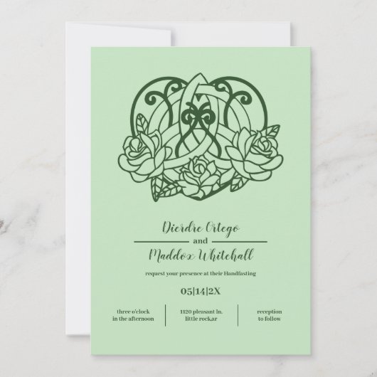 Celtic Triquetra Irish Heart Green Handfasting Kaart (Voorkant)