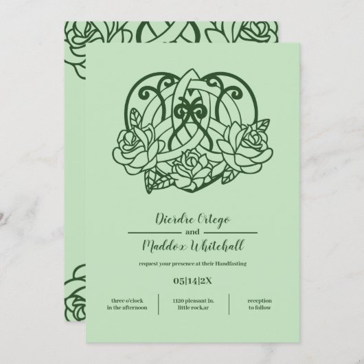 Celtic Triquetra Irish Heart Green Handfasting Kaart (Voorkant / Achterkant)