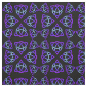 Celtic Triquetra Pattern Blues and Paars on Black Stof (Swatch)
