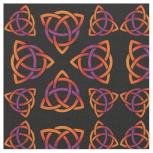 Celtic Triquetra Pattern Sinaasappels en Paars op Stof