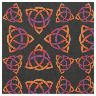 Celtic Triquetra Pattern Sinaasappels en Paars op  Stof