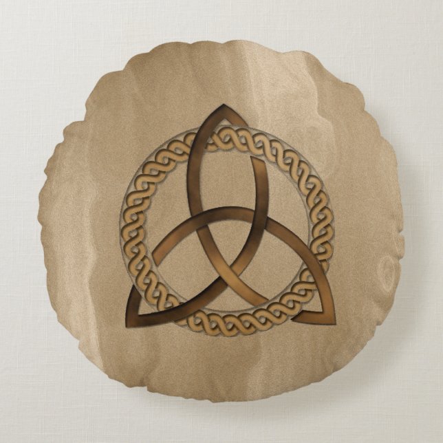 Celtic Triquetra Trinity Knot Round Pillow Rond Kussen (Voorkant)
