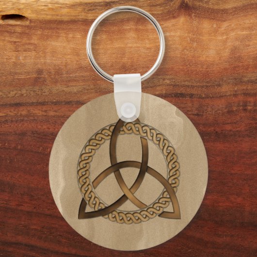 Celtic Triquetra Trinity Knot Round Sleutelhanger (Voorkant)
