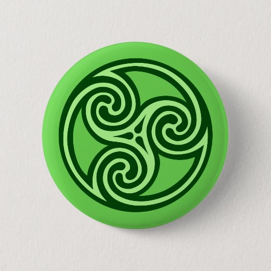 Celtic Tris Ornament, Limoen en Donkergroen Ronde Button 5,7 Cm (Voorkant)