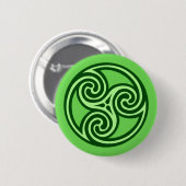 Celtic Tris Ornament, Limoen en Donkergroen Ronde Button 5,7 Cm (Voorkant /achterkant)