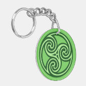 Celtic Tris Ornament, Limoen en Donkergroen Sleutelhanger (Voorkant Links)