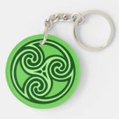 Celtic Tris Ornament, Limoen en Donkergroen Sleutelhanger (Achterkant)