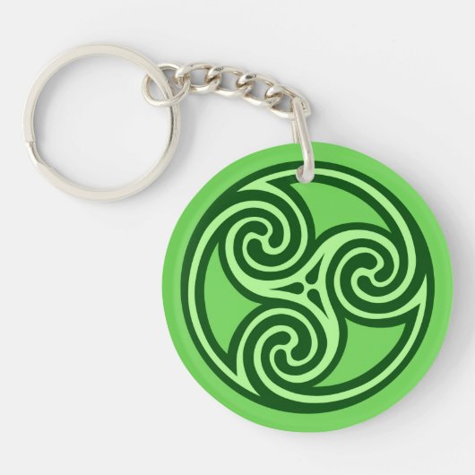 Celtic Tris Ornament, Limoen en Donkergroen Sleutelhanger (Voorkant)