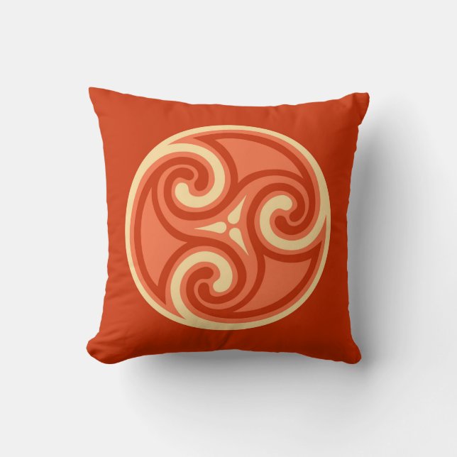 Celtic Tris Ornament, Mandarin Oranje Kussen (Voorkant)