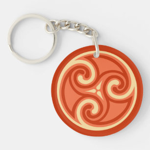 Celtic Tris Ornament, Mandarin Oranje Sleutelhanger