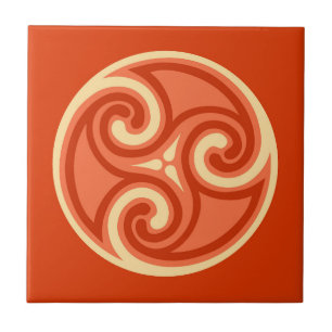 Celtic Tris Ornament, Mandarin Oranje Tegeltje
