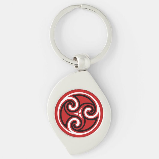 Celtic Tris Ornament, Red, Black en White Sleutelhanger (Voorkant)