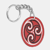 Celtic Tris Ornament, Red, Black en White Sleutelhanger (Voorkant Links)