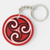 Celtic Tris Ornament, Red, Black en White Sleutelhanger (Achterkant)