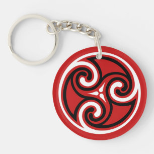 Celtic Tris Ornament, Red, Black en White Sleutelhanger