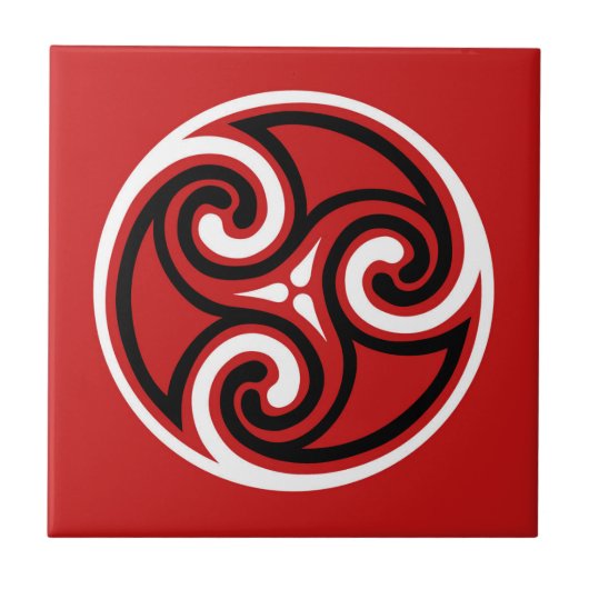 Celtic Tris Ornament, Red, Black en White Tegeltje (Voorkant)