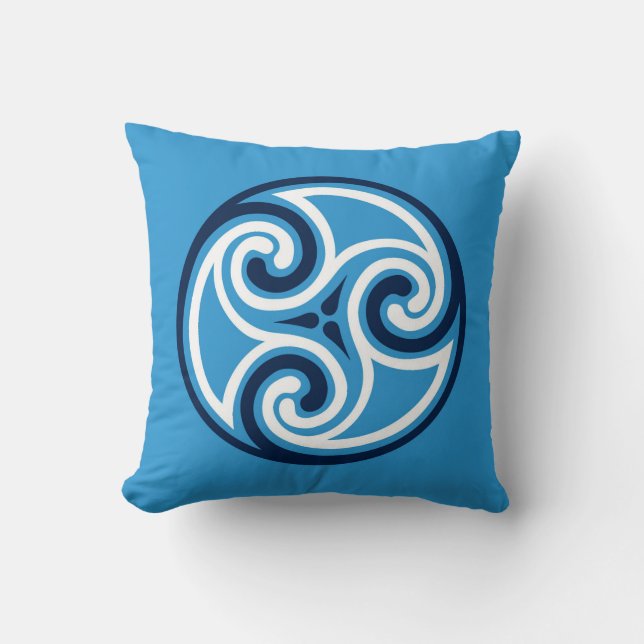 Celtic Tris Ornament, Sky Blue en Kussen (Voorkant)