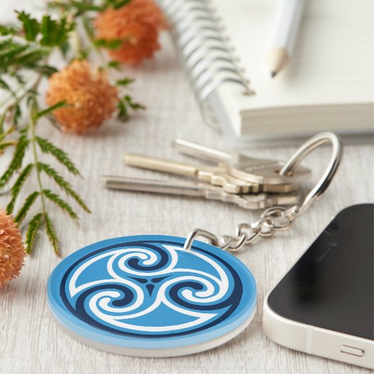 Celtic Tris Ornament, Sky Blue en Sleutelhanger (Voorkant Rechts)