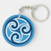 Celtic Tris Ornament, Sky Blue en Sleutelhanger (Achterkant)