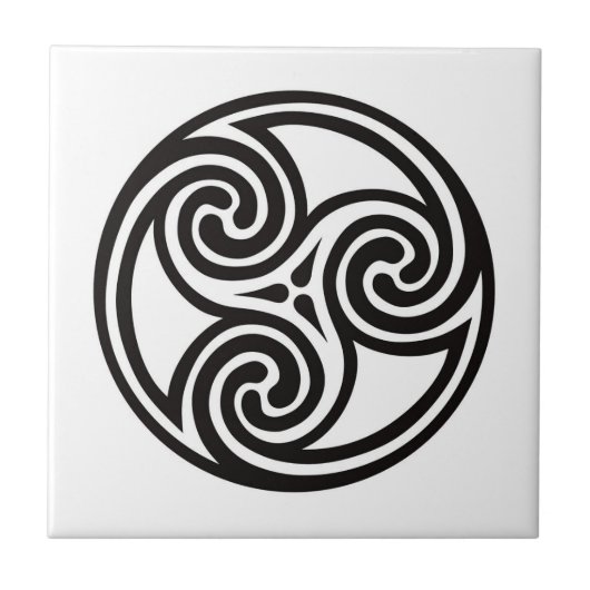 Celtic Tris Ornament, White en Black Tegeltje (Voorkant)