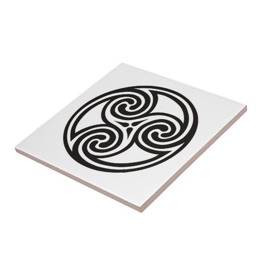 Celtic Tris Ornament, White en Black Tegeltje (Zijkant)