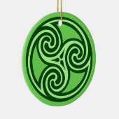 Celtic Tris Pattern, Limoen and Dark Green Keramisch Ornament (Rechts)