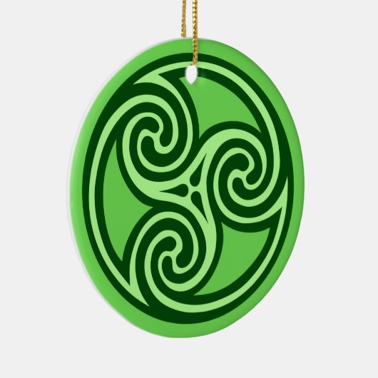 Celtic Tris Pattern, Limoen and Dark Green Keramisch Ornament (Rechts)