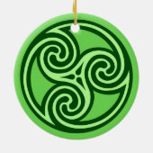 Celtic Tris Pattern, Limoen and Dark Green Keramisch Ornament (Achterkant)