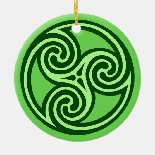 Celtic Tris Pattern, Limoen and Dark Green Keramisch Ornament (Achterkant)