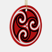 Celtic Tris Pattern, Red, Black en Black Keramisch Ornament (Rechts)