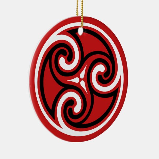 Celtic Tris Pattern, Red, Black en Black Keramisch Ornament (Rechts)