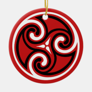 Celtic Tris Pattern, Red, Black en Black Keramisch Ornament