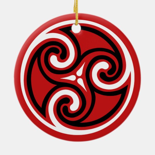 Celtic Tris Pattern, Red, Black en Black Keramisch Ornament (Achterkant)