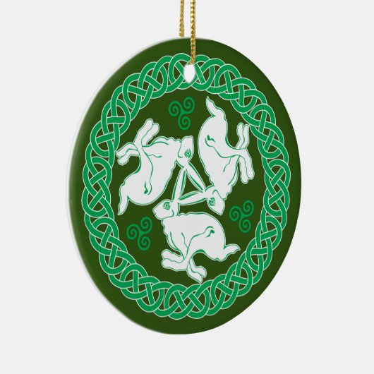 Celtic Trisangers Hares Keramisch Ornament (Rechts)