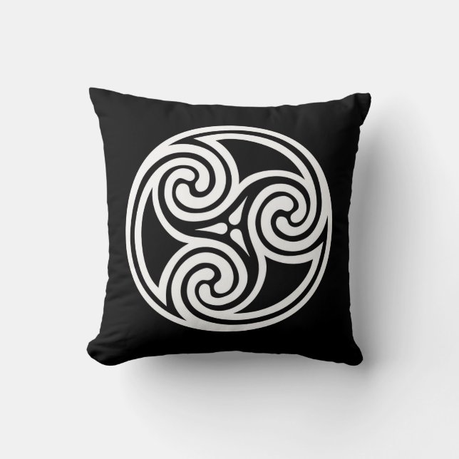 Celtic Trisangers Ornament, zwart en wit Kussen (Voorkant)
