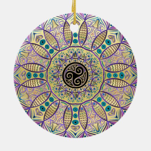 Celtic Trisemmerala kerstboomversier Keramisch Ornament (Achterkant)