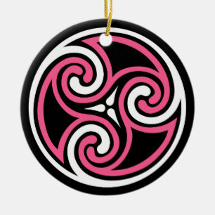 Celtic Trisemmertern, Fuchsia Black en White Keramisch Ornament